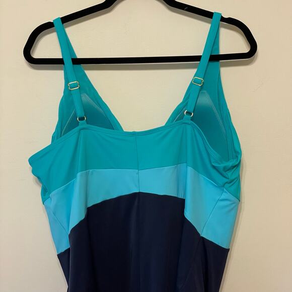 NWT Swimsuits For All 22 blue stripe one piece beach vacation travel ocean pool - Picture 7 of 8